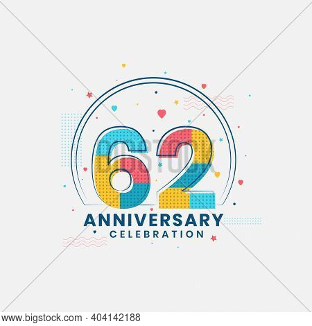 62 Years Anniversary Celebration, Modern 62nd Anniversary Design