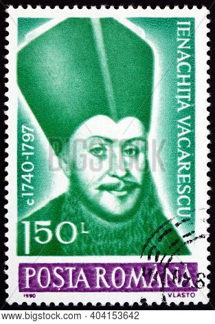 Romania - Circa 1990: A Stamp Printed In Romania Shows Ienachita Vacarescu (1740-1797), Historian, C