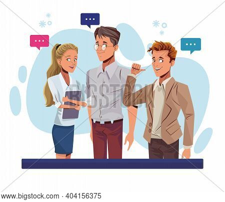 Vector Design Illustration Of Young Business Working Character. Usable For Banner, Poster, Backgroun