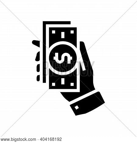 Getting Money Loan Glyph Icon Vector. Getting Money Loan Sign. Isolated Contour Symbol Black Illustr