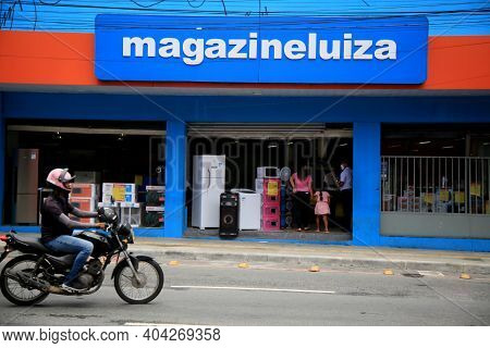 Salvador, Bahia, Brazil - January 19, 2021: Facade Of The Magazine Luiza Store In The Calcada Neighb