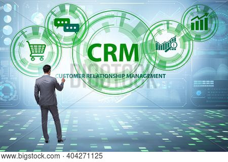 CRM custromer relationship management concept with businessman