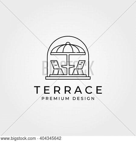 Terrace Cafe Balcony Logo Line Art Vector Symbol Illustration Design