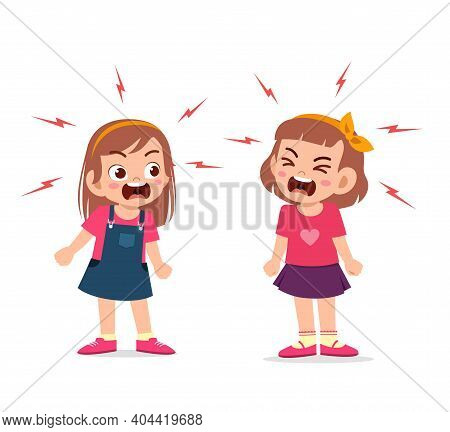 Little Girl Fight And Argue With Her Friend