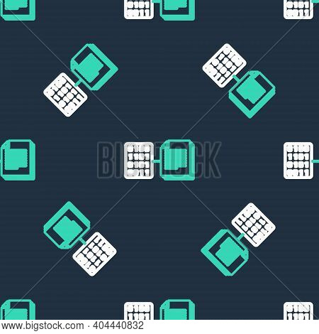 Line Smart Contract Icon Isolated Seamless Pattern On Black Background. Blockchain Technology, Crypt
