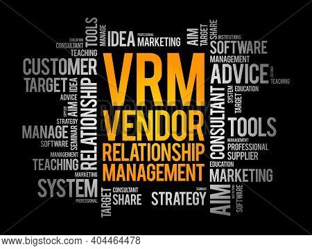 Vrm - Vendor Relationship Management Word Cloud, Business Concept Background