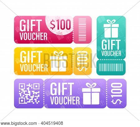 Different Modern Birthday Card With Red Giftcode For Banner Design. Giftcode In Modern Style. Christ