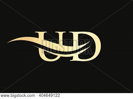 Initial Gold Ud Letter Logo Design. Ud Logo Design With Creative And Modern Trendy