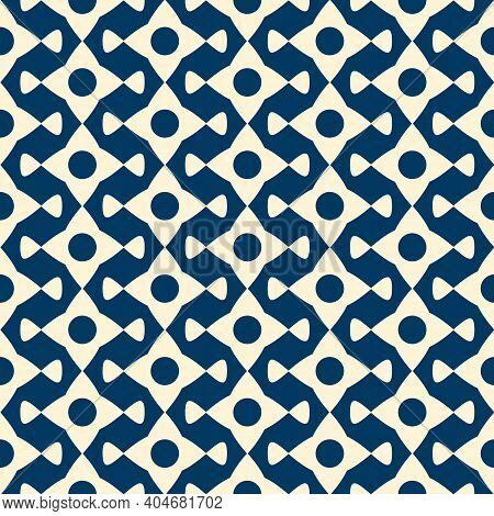 Modern Dichromatic Seamless Pattern With Vertical Chains Composed Of Polygon And Circle Links Flat V