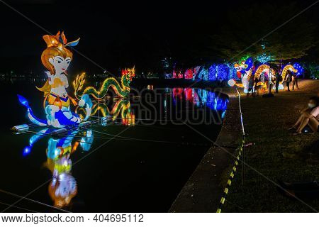Nakhonsawan, Thailand - December 2018: Lantern Puppet Festival To Celebrate Chinese New Year, Where 