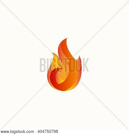 Phoenix Bird Vector Illustration With Fire Background For Icons, Symbols Or Logos. Simple Logo Desig