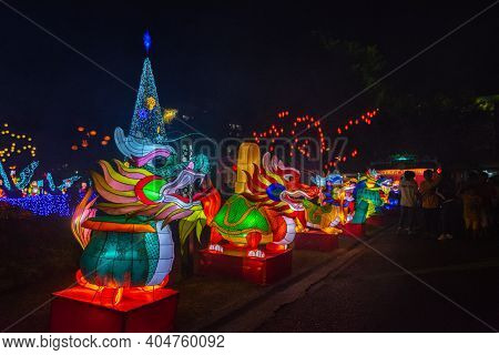 Nakhonsawan, Thailand - December 2018: Lantern Puppet Festival To Celebrate Chinese New Year, Where 