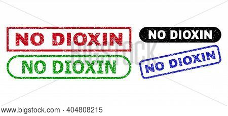 No Dioxin Grunge Seal Stamps. Flat Vector Grunge Stamps With No Dioxin Text Inside Different Rectang