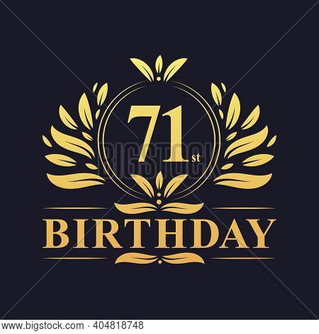 71st Birthday Design, Luxurious Golden Color 71 Years Birthday Celebration.