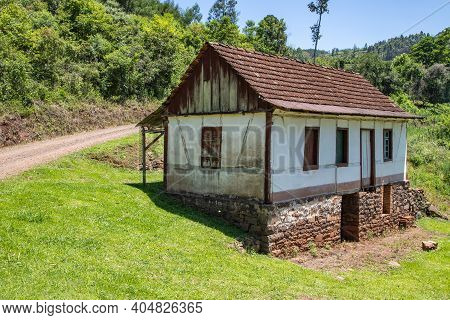 Small Enxaimel House With Vegetation Around, Linha Nova Village, Rio Grande Do Sul, Brazil