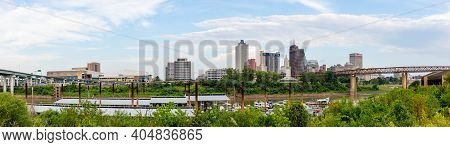 The Memphis Skyline As Seen Across The Wolf River Habor, Tennessee, Usa