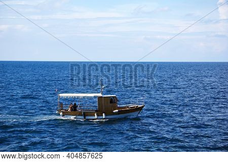 OMIS, CROATIA, 23 SEPTEMBER, 2020: Tourists enjoying a boat trip near Omis, Croatia, Europe
