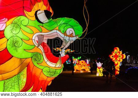 Nakhonsawan, Thailand - December 2018: Lantern Puppet Festival To Celebrate Chinese New Year, Where 