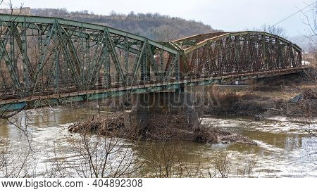 Railway Bridge Over South Morava River In Stalac Serbia