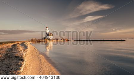 Sunset, Paard Van Marken, Lighthouse. \nnetherlands Januari 8 2021.