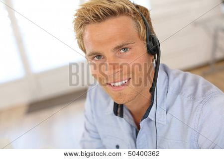Smiling attractive customer service representative