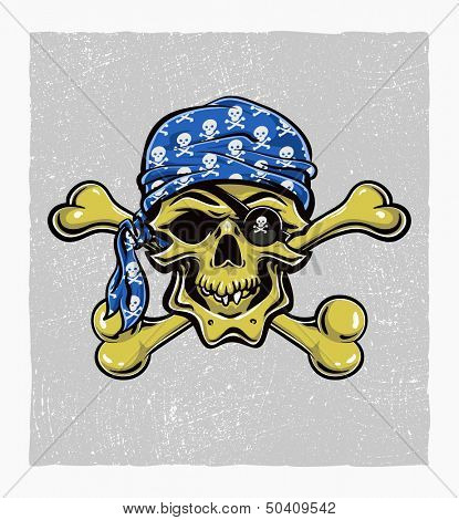 Pirate Skull. Hand drawn. Vector eps8