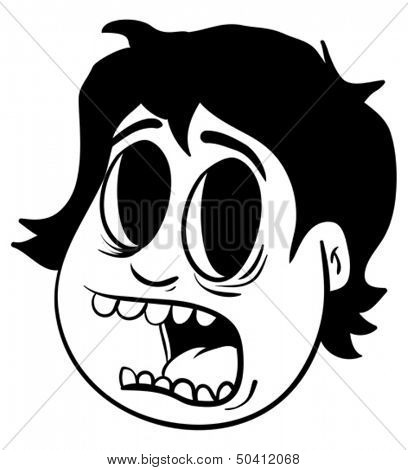 cartoon illustration of frightened screaming boy