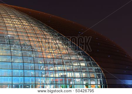BEIJING, CHINA - APR 3: National Centre for the Performing Arts NCPA at night on April 3, 2013 in Beijing, China. Cost 2.8B CNY, it seats 5,452 people. The first performance was held in December 2007