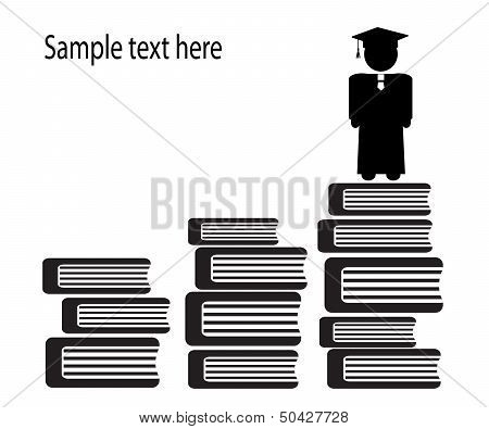 graduate and stairs of books