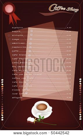 A Coffee Menu Templatefor Cafe And Coffeehouse