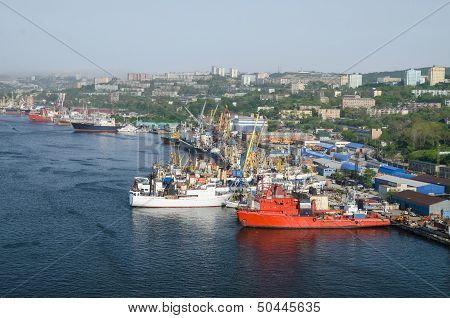 Port Vladivostok, Panorama Of Container Terminal, Russia