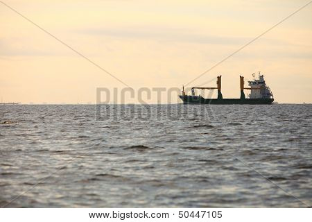 Cargo Conteiner Ship Sailing In Still Water