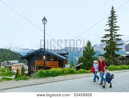 Bettmeralp Village Summer View (switzerland) And Family.