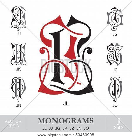 Vintage Monograms JL JJ JG JK JZ JN JO