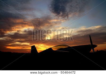aircraft and background sunset