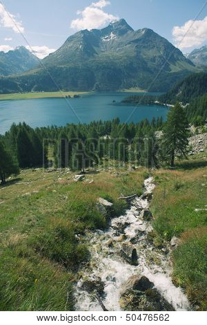 European alpine landscape (the valley of Engadin, Switzerland)