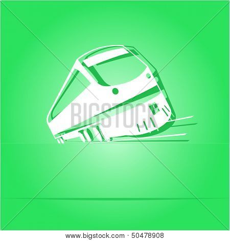 Train. Paper sticker as bookmark. Raster illustration.  
