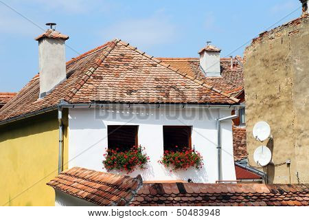 Architectural detail in Sighisoara Medieval City, Transylvania, Romania