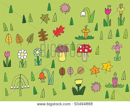 Cartoon Vegetation Collection In Colors