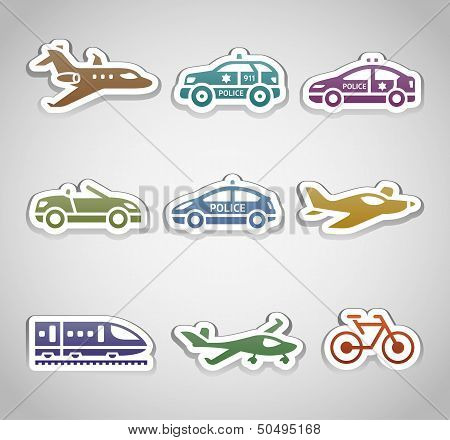 flat retro color stickers - Set one