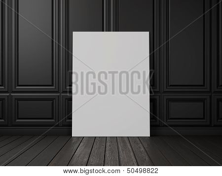 black decorative wall with blank poster