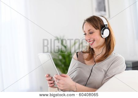 cheerful young women at home