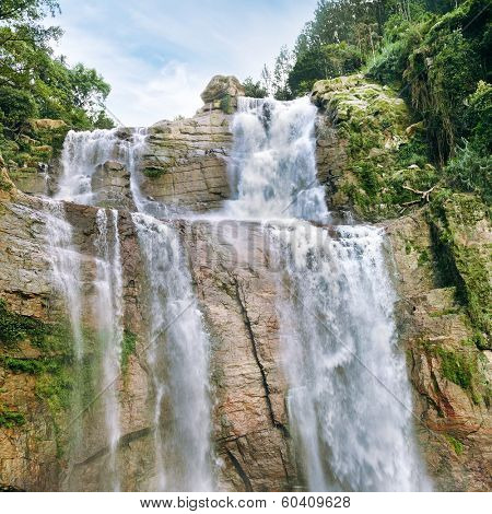 big waterfall in the forest                                    