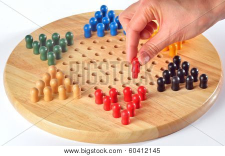 chinese checkers and wood board