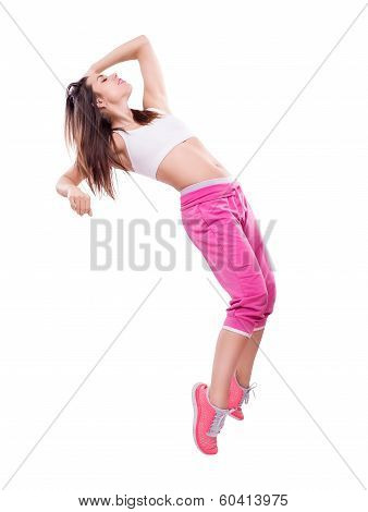 Beautiful Dancer Posing In Studio On White Background