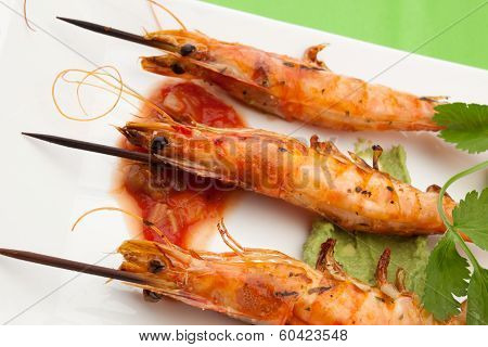 Salsa Spicy Whole Grilled Shrimps