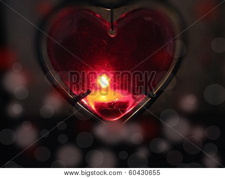 Burning Heart With Flames. Isolated On Dark Background