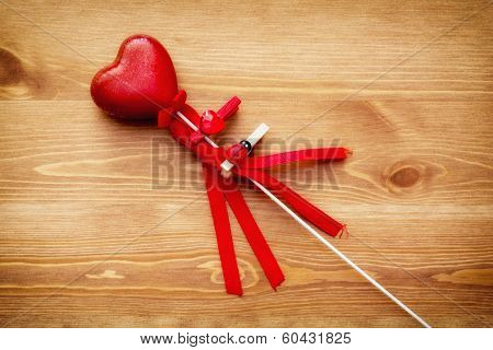 Beautiful Red Heart On A Wand