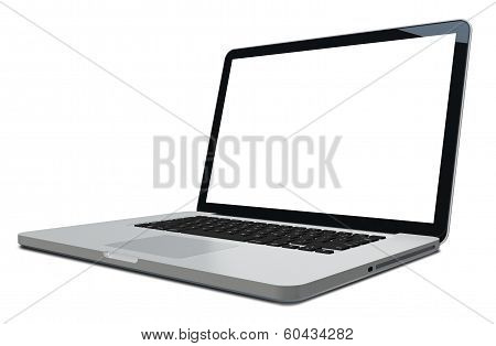 3D blank laptop computer isolated on white with 2 clipping path : one for global scene and one for t