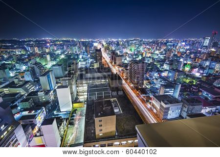 Okayama, Japan at downtown kita-ku.